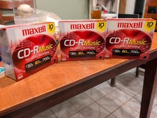 Maxell CD-R Music maxdata 80 Min 700MB Recordable Discs Slim Jewel Cases 3 Pack picture