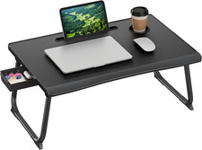Foldable Lap Desk, Portable Bed Desk Table Tray W/Cup Holder Tray picture
