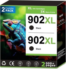 Compatible w/ HP 902XL Black Ink Cartridge 2 Pack OfficeJet Pro 6978 6968 6960 picture