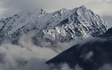 Landscape mountains winter nature clouds snowy Custom Gaming Mat Desk picture