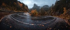 Landscape fall trees asphalt road Custom Gaming Mat Desk picture