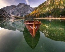 Landscape nature boat lake mountains Custom Gaming Mat Desk picture