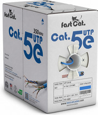 Cat5e Ethernet Cable - 24 AWG, CMR, Solid Bare Copper - 856ft - Blue picture