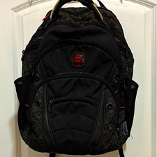 Wenger Laptop Backpack Padded Geometric Pattern Black Gray Red picture