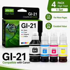 GREENCYCLE 4 Pack GI-21 GI21 Ink Bottle Set Compatible with Canon G1220 G3272 picture
