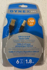 Dynex 6ft 1.8m USB 2.0 A/B Device Printer Scanner PC Laptop Cable Gold Connector picture