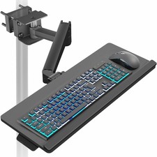 VIVO 24” Pneumatic Pole Mounted Keyboard Tray, Full Motion, Height Adjustable picture