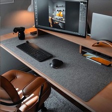 Felt Desk Mat 35.5x15.8 Inch Large Keyboard Mouse Pad NonSlip Wool Dark Gray picture