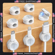 Magnetic Cable Clips 8 Pack Silver Micro-Shine Cord Organizer for Desk and Wall picture