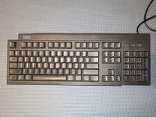 IBM KB-7953 Wired PS/2 Keyboard Black Vintage 02K0860 Blue Logo Retro Computing picture
