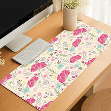 XXL Floral Blossom Mouse Pad - Pink Pastel Design, Large Desk Mat for Gaming & picture