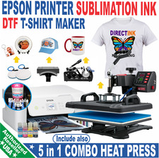 Epson Printer with Sublimation Ink Transfer 5 in 1 Heat Press DTF Start Bundle. picture