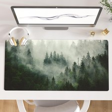31.5x15.7 Inch Misty Forest Large Desk Mat PU Leather Waterproof Mousepad picture