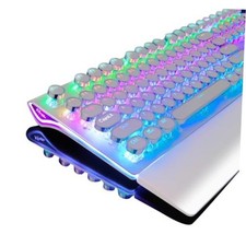 S108 Typewriter Gaming Keyboard, Retro RGB Mechanical blue switch white picture
