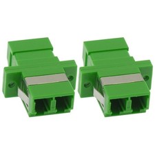 2x LC APC Duplex Singlemode Flange Fiber Optical Coupler Adapter Connector Green picture