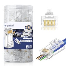 200 PCS Cat6 RJ45 Pass Through Connector Plugs Network Solid Stranded UTP picture