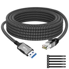 USB to Ethernet Cable 25FT, 3.0 RJ45 Cat 6 Cord, Directly Grey picture