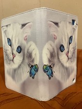 Cute Cat and Butterfly Design Tablet Folio Case with Card Slots picture