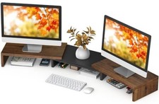 TAVR Dual Monitor Stand Riser, Computer Monitor Stands for 2 Rustic Brown picture