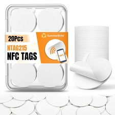 20 Pcs NFC Tags NTAG215 Blank Cards Stickers, Rewritable 20 Pcs, White picture