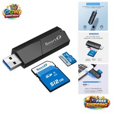 Compact USB 3.0 Dual Slot Card Reader for Quick HD File Transfers - Travel Size picture