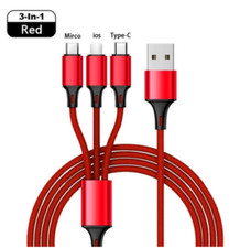 Lot 3A Fast USB Charging Cable 3 In 1 Charger Cord For iPhone USB-C Micro USB picture