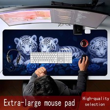 1pc Extra-large Mouse PadWhispering Tiger Cubs A Nightly Tale of Blue RosesRub picture