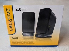Creative A60 2.0 Desktop Stereo Speaker System Pair Black 2W RMS Each NEW In Box picture