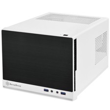 Ultra Compact Mini-ITX Computer Case, Solid Front Panel, White & Black, Small Fo picture