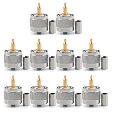 10Pcs Connector UHF Male PL259 Plug Crimp RG58 RG142 LMR195 Cable Straight picture