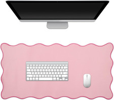 Scalloped Desk Mat, Large Waterproof Keyboard and Mouse Pad with Stitched Edge f picture