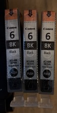 Three Canon BCI-6BK Black Ink Cartridges Ink Jet Brand New Factory Sealed No Box picture