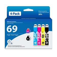 69 4PK BK/C/M/Y Ink Cartridge Fit WorkForce 30 40 310 315 500 600 610 615 1100 picture