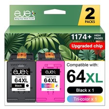 HP 64XL Black & Tri-Color High-Yield Combo Pack 2 Pack for Envy Photo 7855 7858 picture