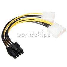 Dual Molex LP4 4 Pin to 8 Pin PCI-E Express Converter Adapter Power Cable Wire picture