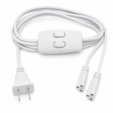6Ft LED Tube Power Extension Cord, Dual Switch Y Splitter, 3Pin US Plug, 2 Way picture
