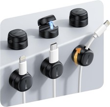 6 Pack Rotating Magnetic Cord Organizer Clips Cable Management - Adhesive Phone picture