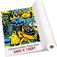 1 x 36 inch x 100 ft Matte Photo Peel Sticker Paper roll Printable Adhesive picture