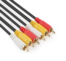 3RCA Male to Male Cable Stereo Audio Video Plug Composite Cord Premium Copper... picture