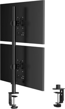 Tall Vertically Stacked Dual Monitor Desk Mount Stand picture