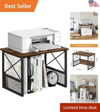 Rustic Brown Printer Stand - Stylish Desk Organizer for Home Office Efficiency picture