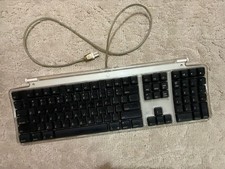 Vintage Apple Pro Keyboard M7803 USB Wired Mac Accessory -Clear w/Black Keys picture