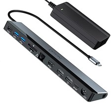 NEWQ USB C DOCKING STATION TIME STATION 12-IN-1 THUNDERBOLD 3 | 4 MONITOR - GRAY picture