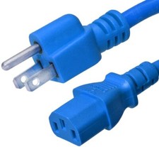 5 PACK LOT 6ft NEMA 5-15P - C13 Blue Power Cord 18AWG 10A/1250W 125V 3-Prong 2M picture