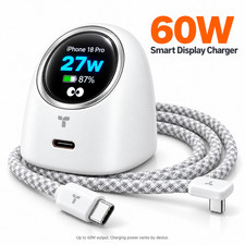 60W USB C GaN Fast Charger Smart Emoji Display PD for iPhone 17 18 Pro MacBook picture
