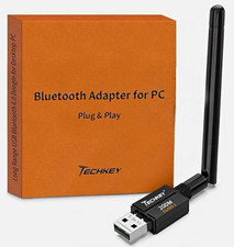 TECHKEY 200M Bluetooth v6.0 USB-A Plug & Play Adapter w/ Long Antenna PC picture