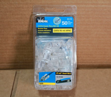 IDEAL Cat6 RJ45 Feed-Thru Modular Plugs Clear Gold Plated 50pcs 85-376 picture