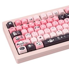 PBT Black Pink Cute Rabbit Custom Keycaps Mechanical Keyboard Switches Set picture