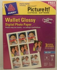 New Avery Wallet Size Glossy Digital Photo Paper w/ PictureIt Express Software picture