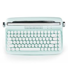 Typewriter Keyboard, 84 Key, Bluetooth, Retro Style, Green, Case Included picture